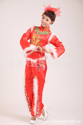 新款最新民族表演服装服饰<em>女子</em>演出<em>集体舞蹈</em>秧