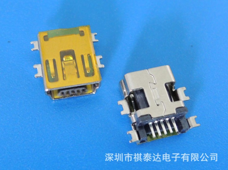 MINI USB 5PF SMT沉板连接器QTD-USB-M