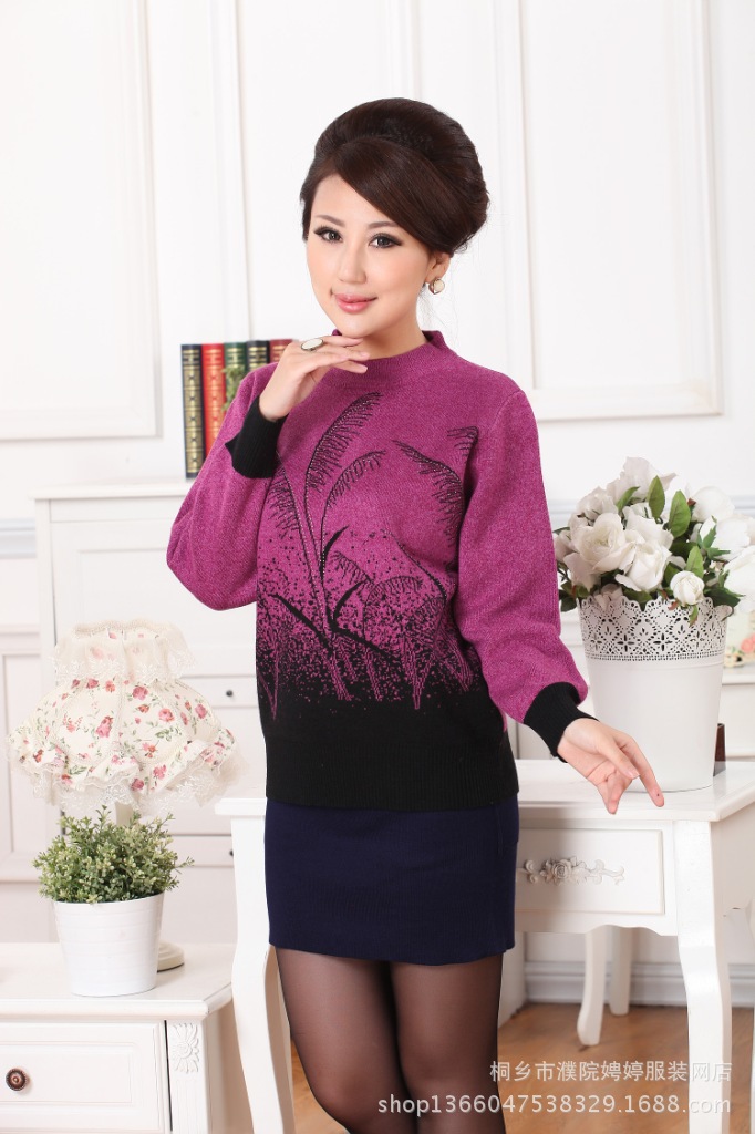 中老年羊毛衫女款<em>中年毛衣气质妈妈</em>装加厚半高