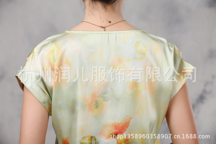 【2013新款中老年<em>女装真丝</em>短袖上衣中年女夏