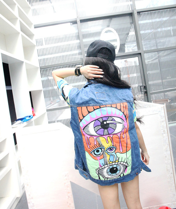 【2013日本原宿印染图案十字涂鸦<em>手绘</em>眼睛牛