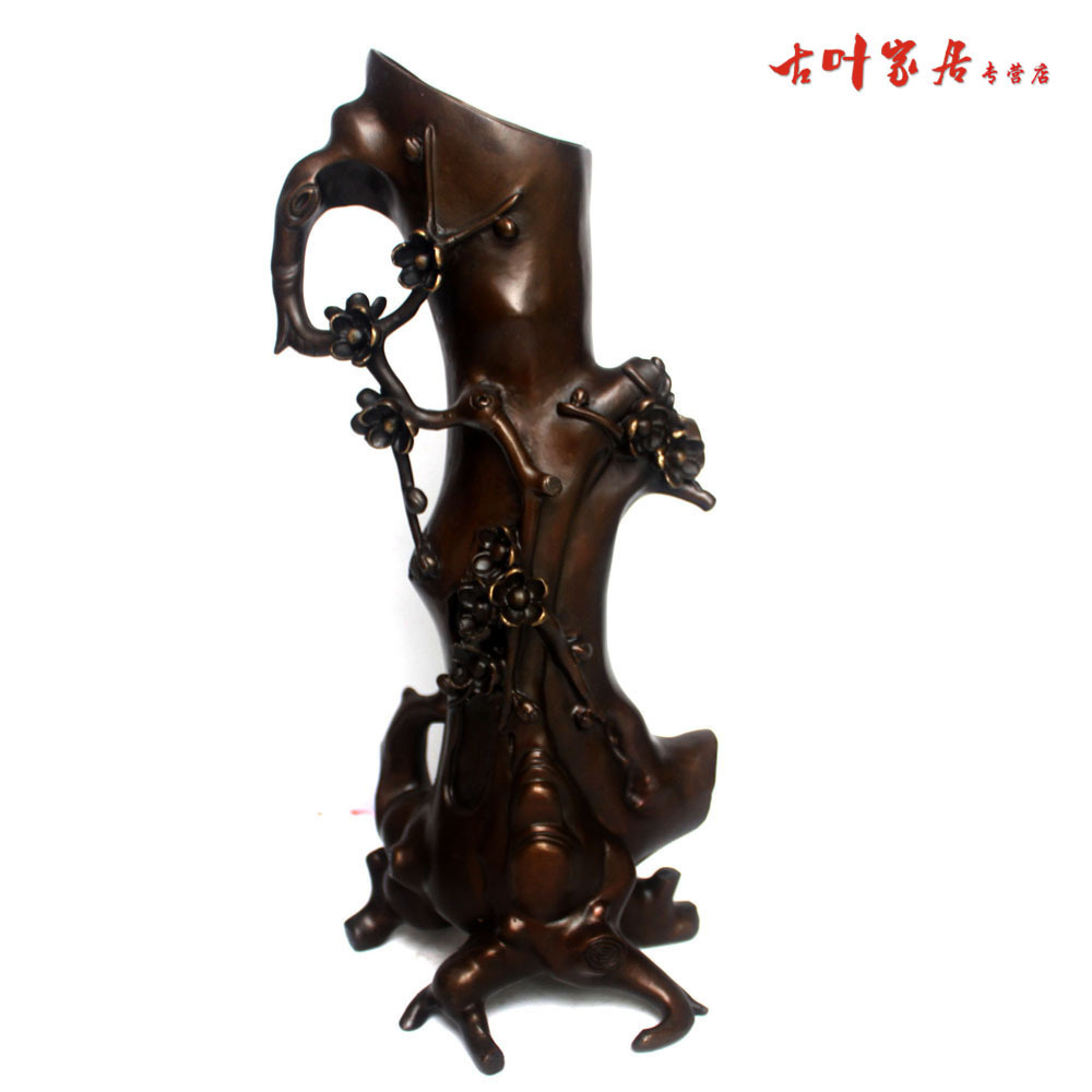 包邮纯铜梅花花瓶摆件仿古家居装饰铜花瓶工艺