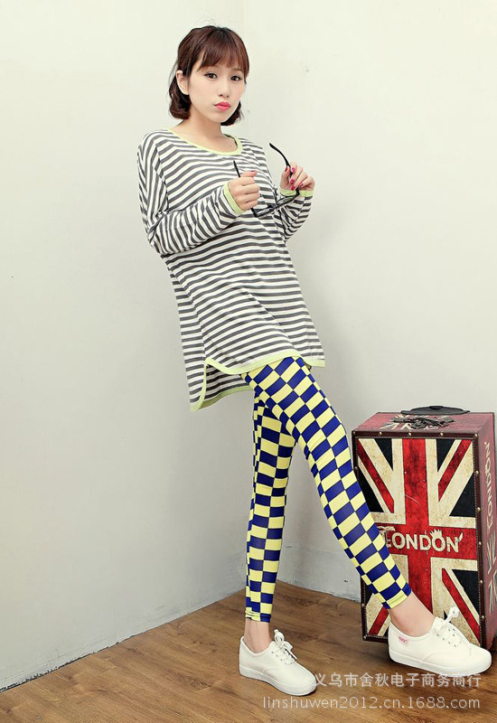 Y 804 黑白方块打底裤 (12)