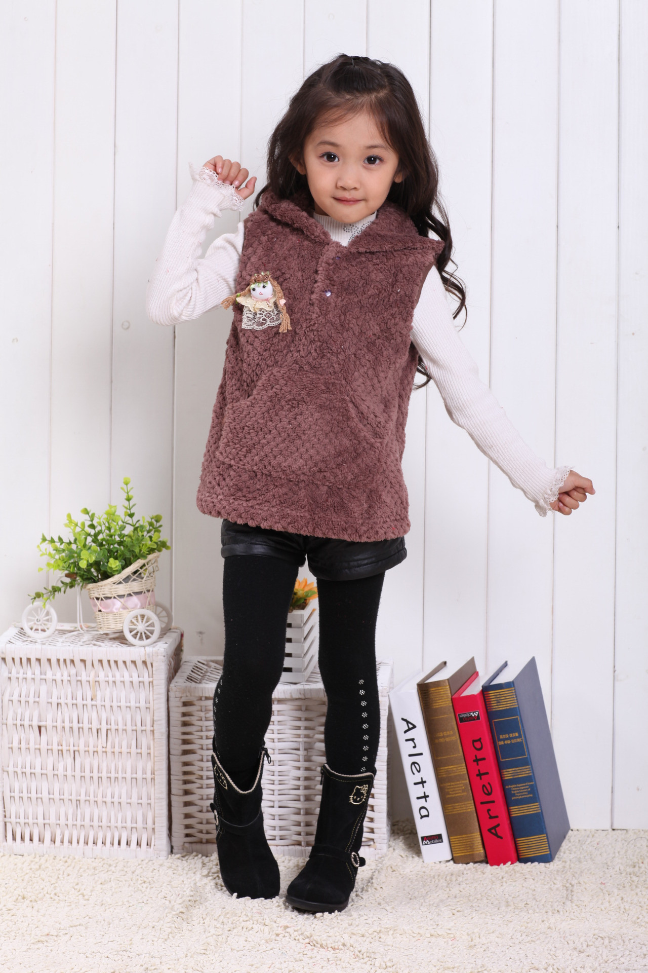 【外贸原单 韩版<em>女童</em>珊瑚绒马甲 中小童休闲套