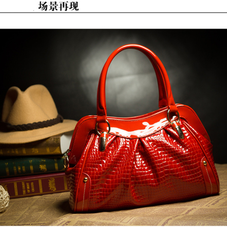 欧美大牌2013新款女包 时尚漆皮女士包手提单