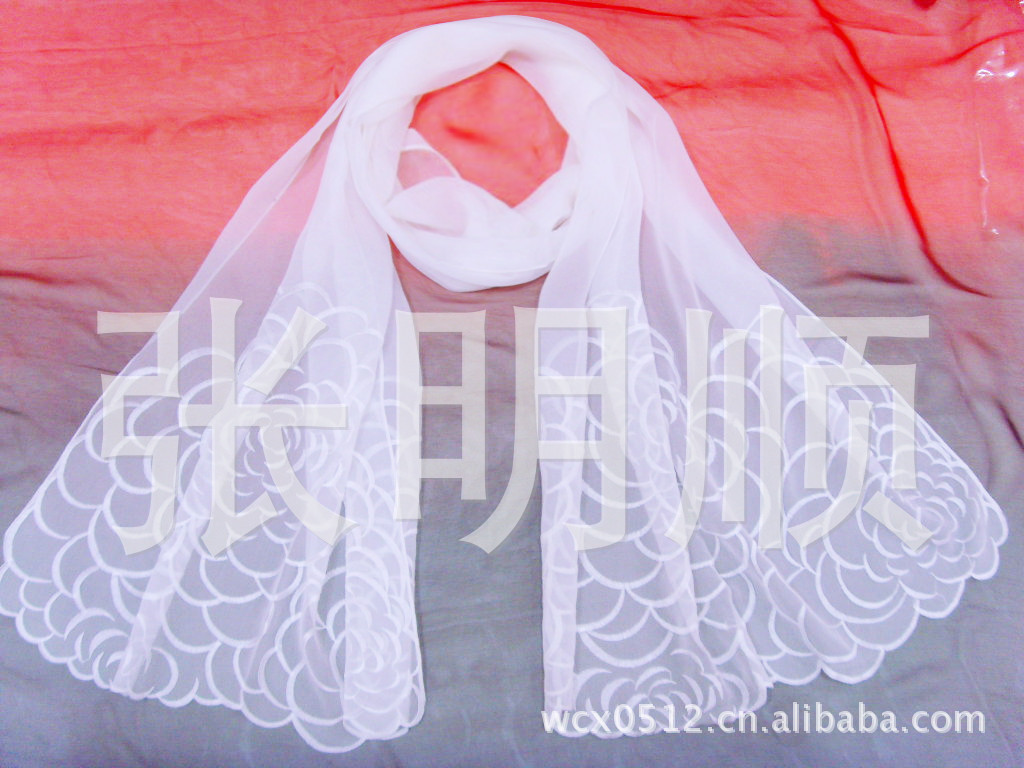 正品12色丝巾桑蚕丝刺绣花长款韩国真丝围巾