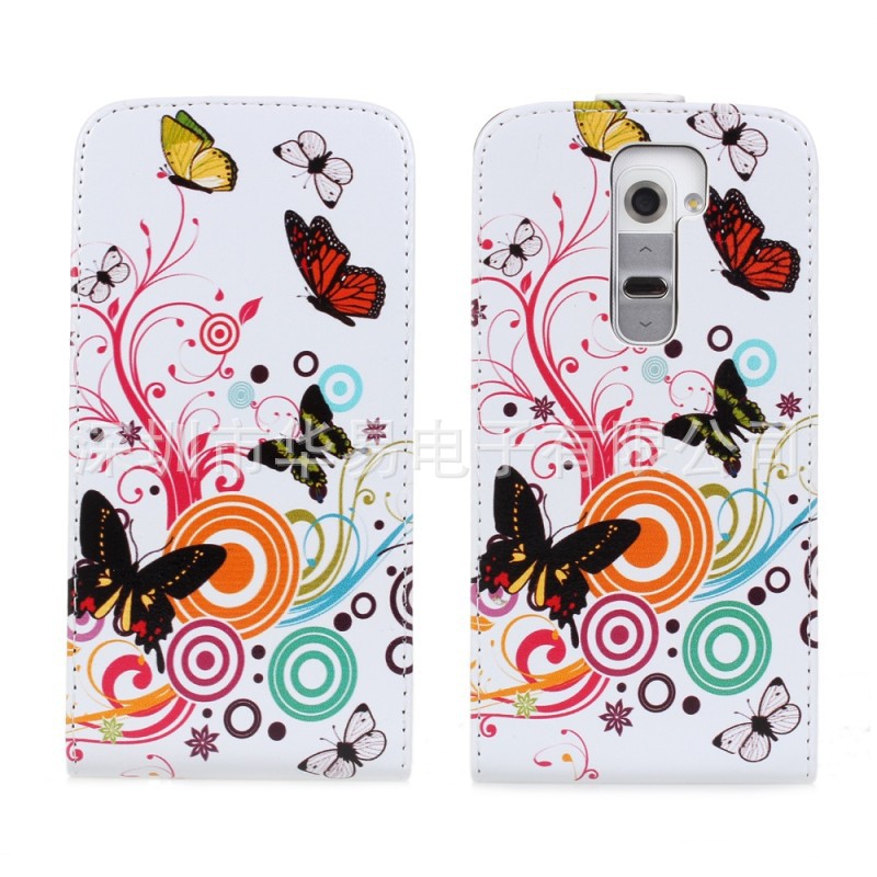 【新款LG G2 蝴蝶花纹上下保护皮套 手机保护