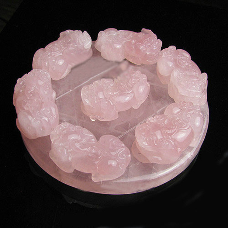 【晶壹天然水晶天然粉水晶七星阵摆件 貔貅七