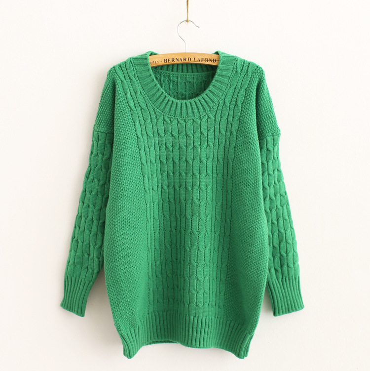 9843 冬款女装批发日式文艺<em>麻花简单</em>款休闲毛