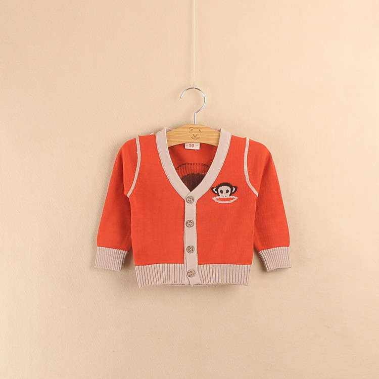 外贸童装 全棉动物图案<em>开衫男童毛衣</em> 图片_高
