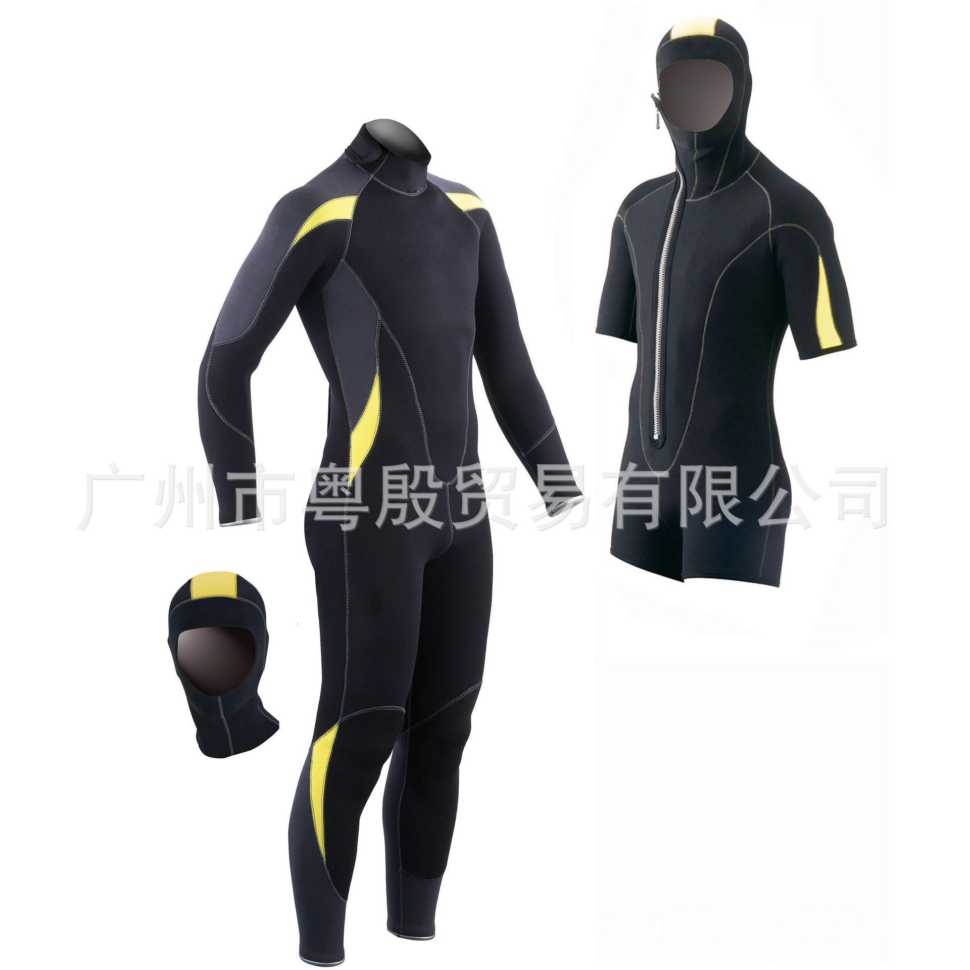 男装5mm/7mm两件套连帽潜水衣潜水服厂家 潜水套装