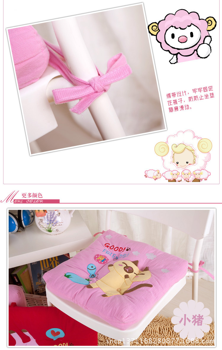 水洗棉贴布绣方坐垫5