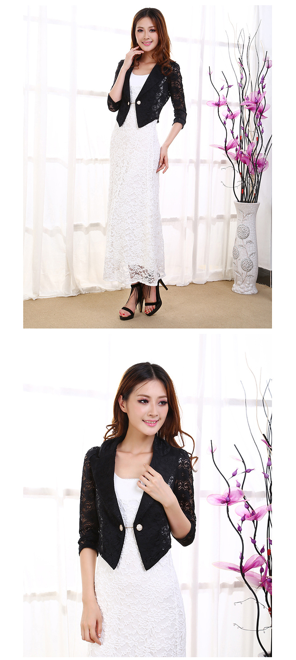 【<em>夏季</em>新款蕾丝衫小<em>外套</em> <em>短装</em>西装<em>女装</em>韩版显