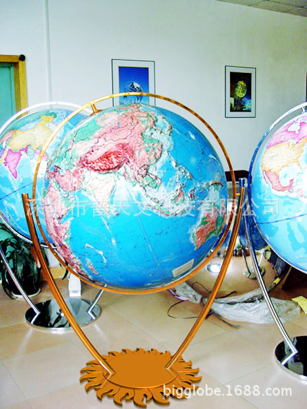 立体地球仪 红铜底座