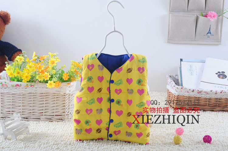 批发 爱心<em>款开衫</em>马甲 宝宝<em>背心</em> 男女童2面穿保