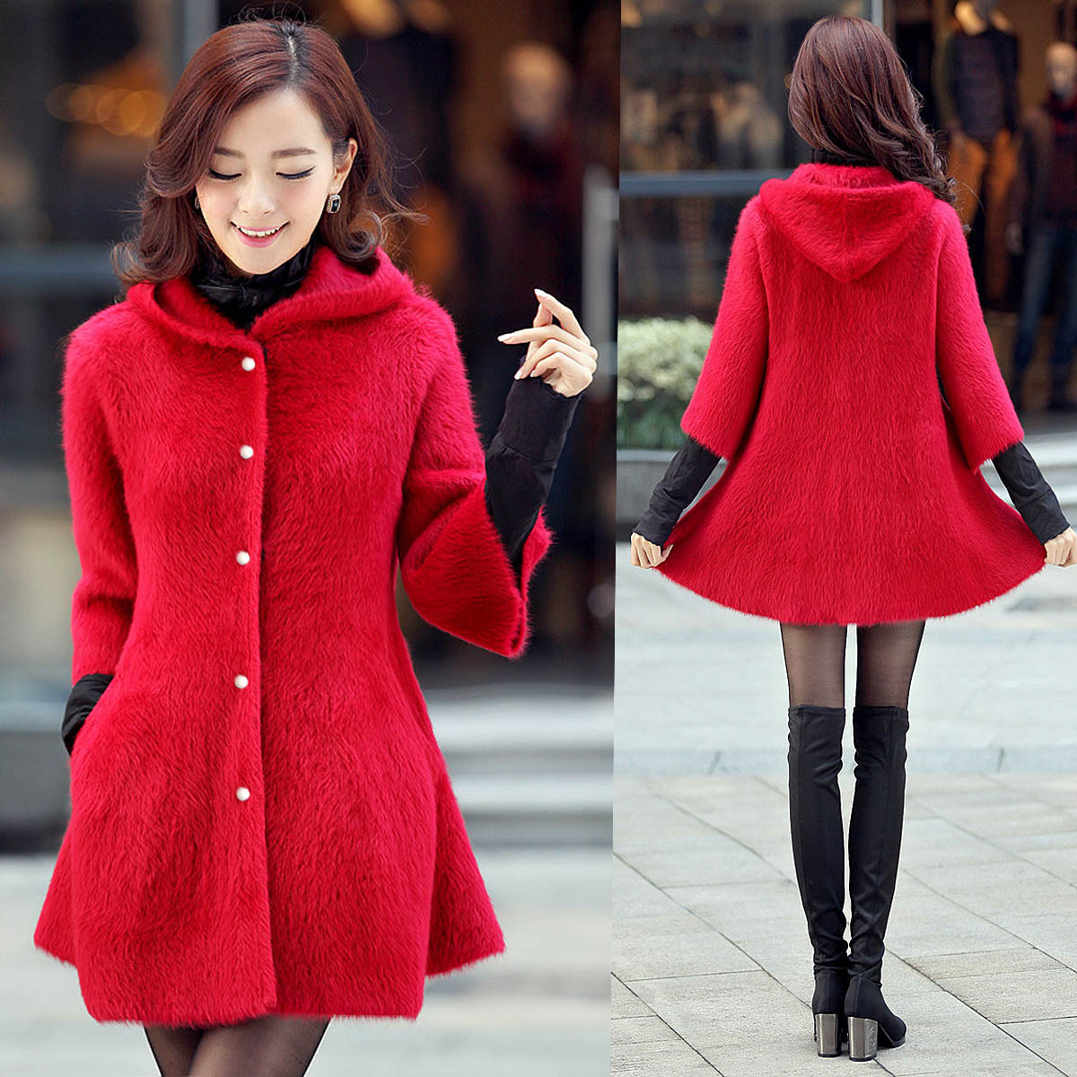 高端订制正品<em>貂绒</em>大衣<em>双面</em>长毛连帽<em>中长款</em>加厚