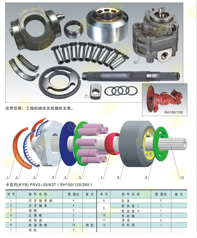 泵配件-卡亚巴 PSV2-55T (KYB) 住友120 液压
