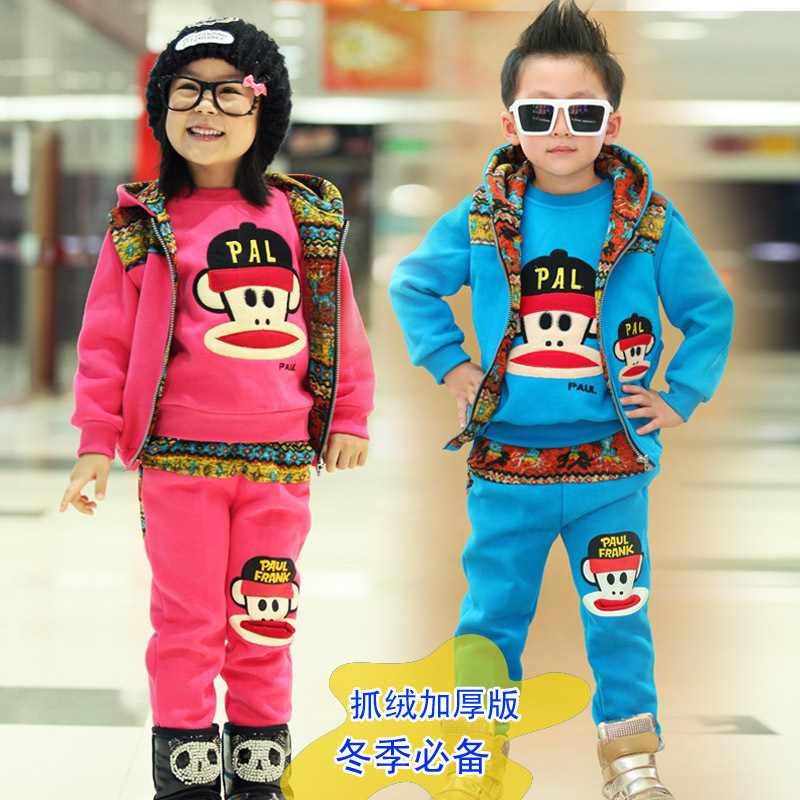 2013<em>韩版</em>新款<em>男女童装</em> 抓绒加厚卡通运动休闲