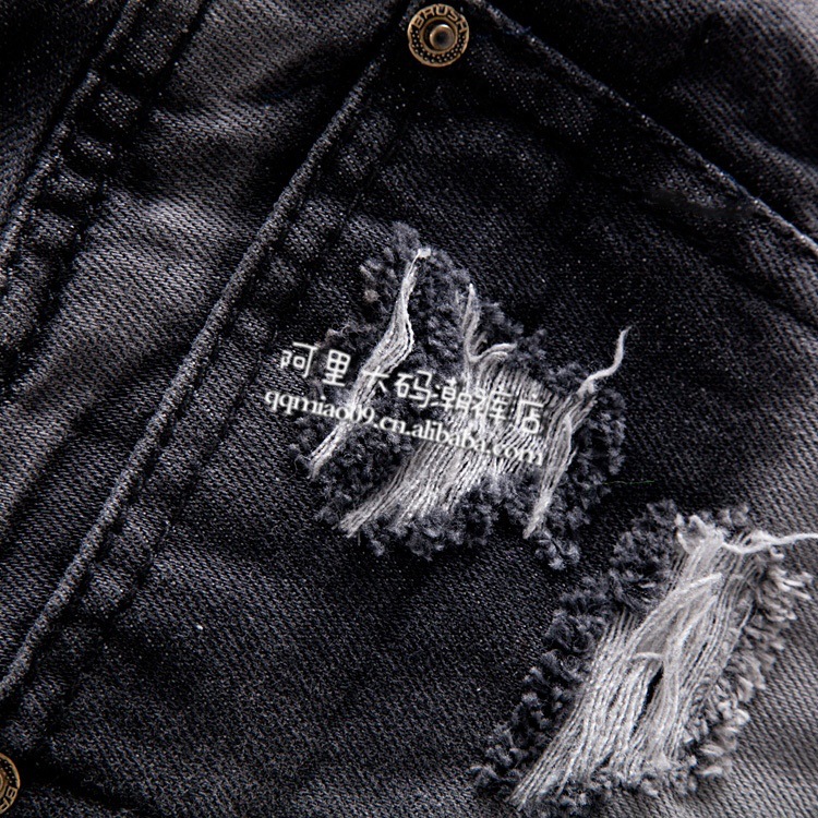 【黑色破洞牛仔<em>短裤</em>超<em>短裤</em> <em>低腰加大</em>码热裤乞