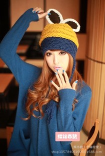 批发采购帽子-韩国可爱毛线帽 冬季兔耳朵编织