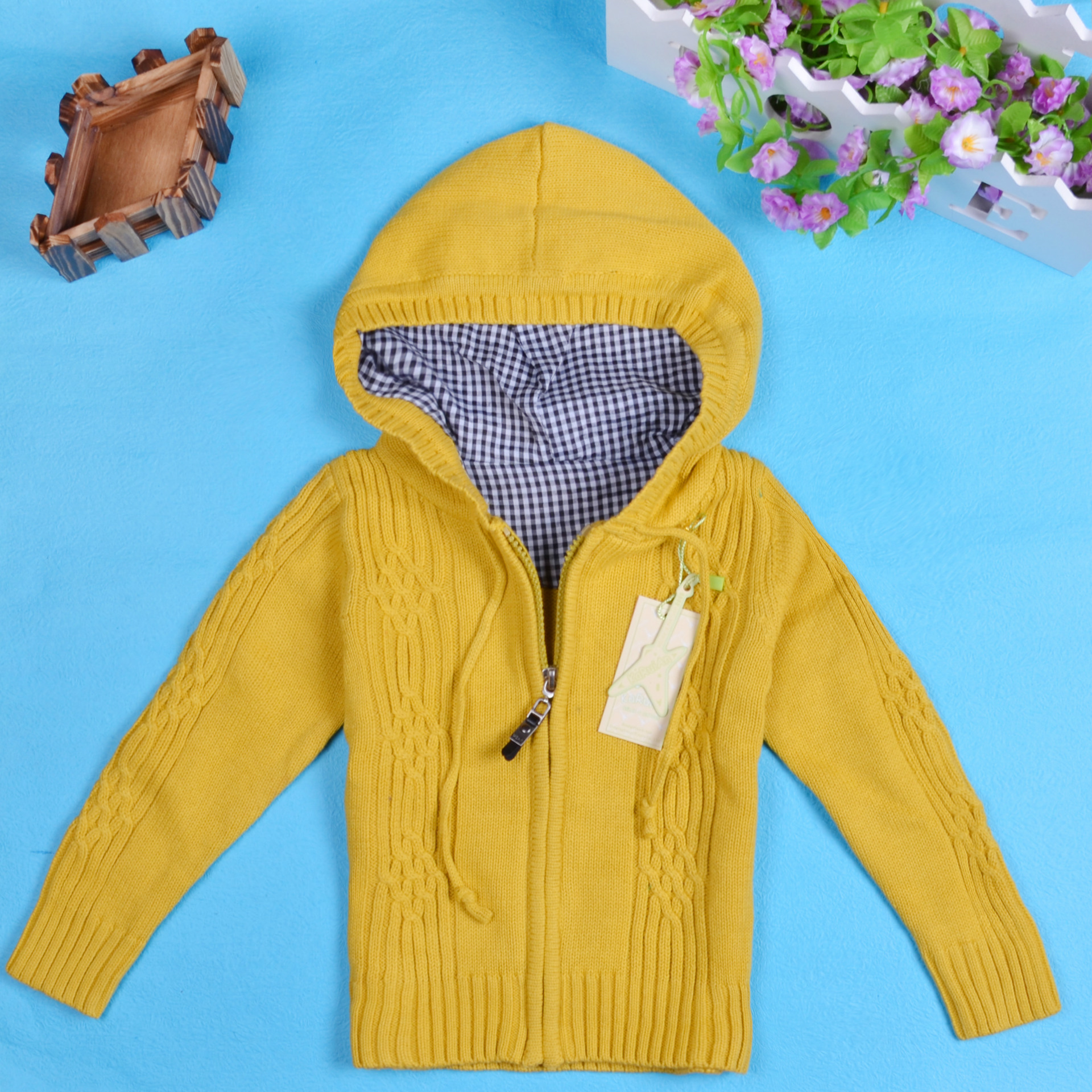 童装新款男童<em>毛衣</em> 儿童<em>毛衣外套</em> 韩版连帽拉链