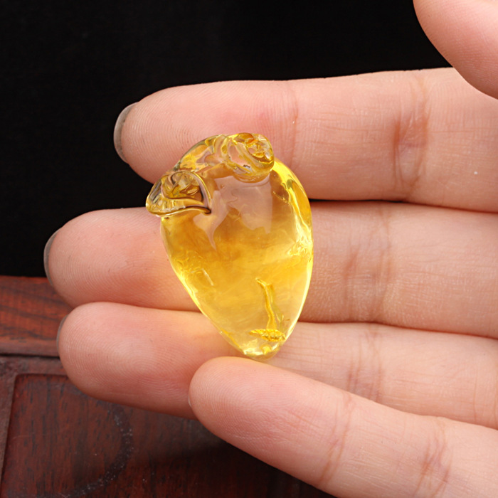 天然金绞蜜蜡金珀项坠 送老人长辈生日礼品 寿