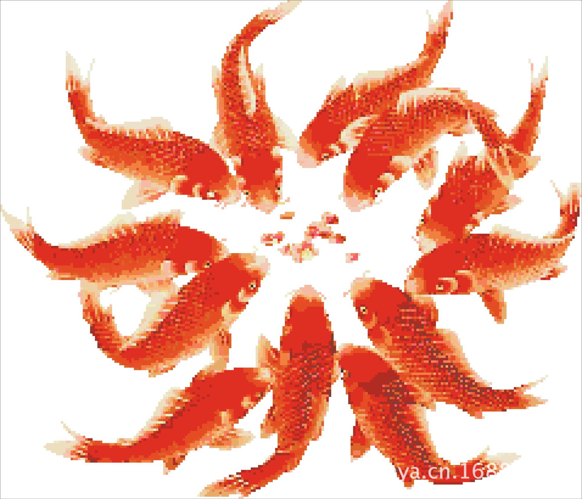 画-厂家特价 diy钻石画粘贴绣 十二只红鲤鱼 精