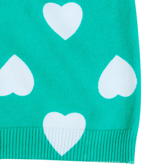 【外贸童装 女童<em>儿童开衫</em>糖果绿心形<em>图案</em>纯棉