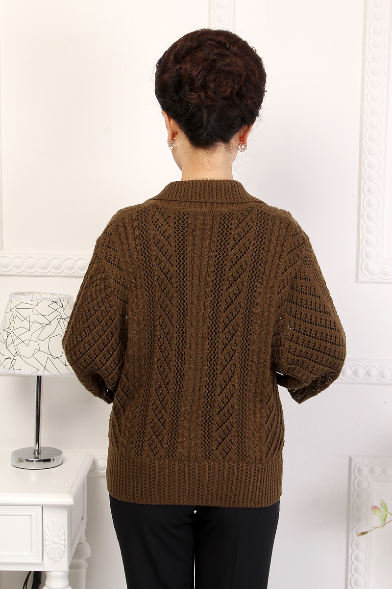 【新款<em>女式</em>毛衣 <em>中老年</em>女装 薄款<em>镂空开衫女式</em>