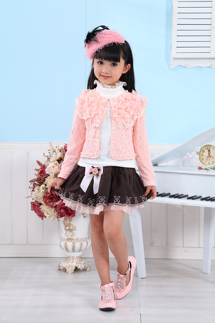 品质热销 儿童<em>秋款</em>童装 <em>女童</em>蕾丝<em>三件</em>套 新款公