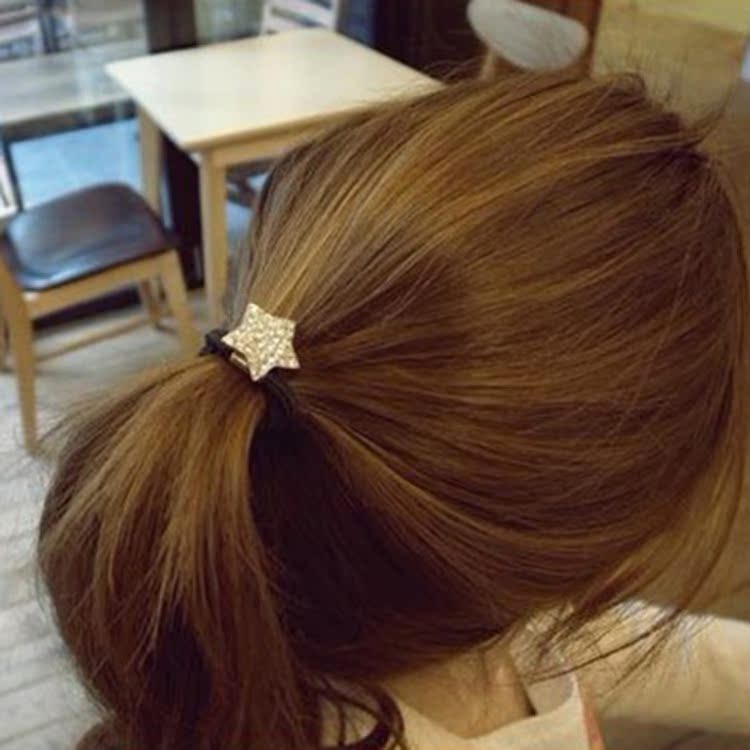 <em>韩国</em>饰品批发 时尚可爱星星五角星水钻发圈发