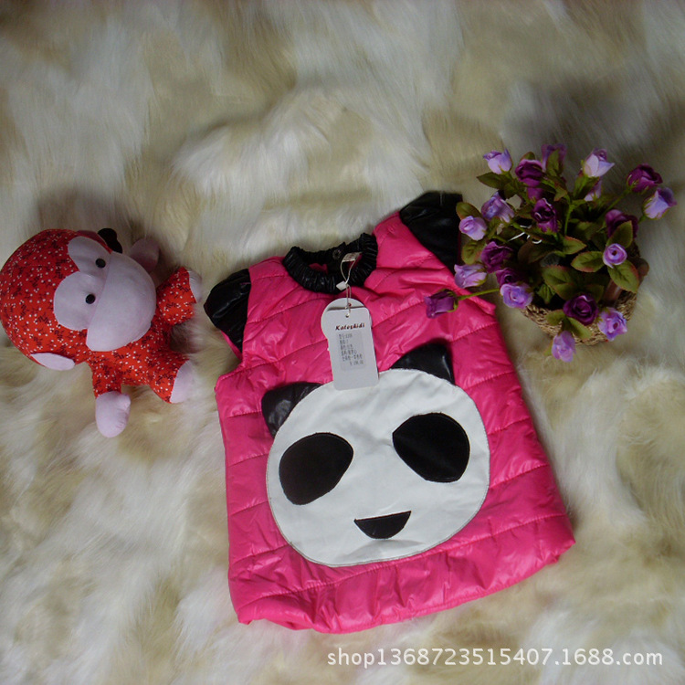 童<em>马甲</em>、背心-韩版时尚<em>熊猫棉马甲</em> <em>儿童</em>背心 优