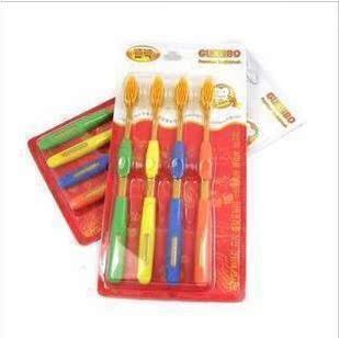 利产品 4支装韩国竹炭牙刷 纳米牙刷\/ 黄色尖头