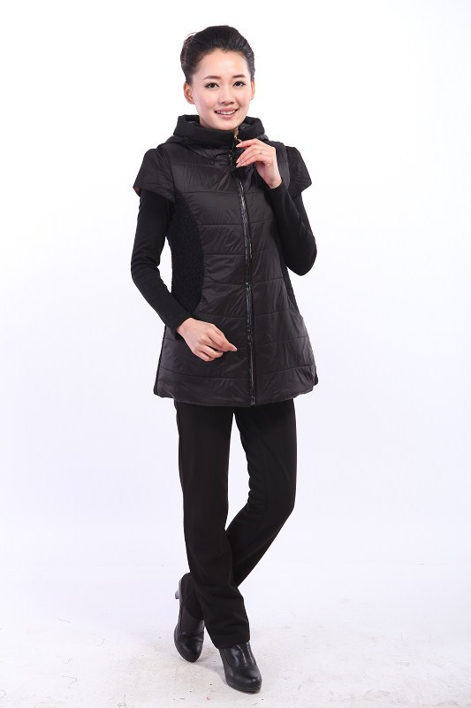 【新款<em>中老年马甲</em> <em>连帽羽绒棉</em>长款宽松时尚拉