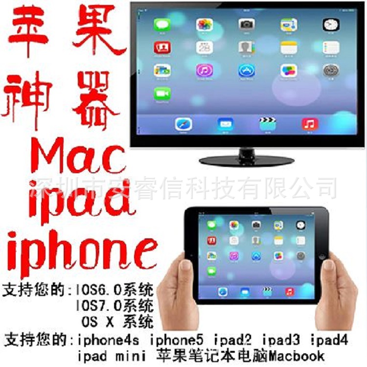 兼容iOS7 蘋果iPhone/iPAD/MAC同屏器 AirPlay無線推送鏡像同屏工廠,批發,進口,代購