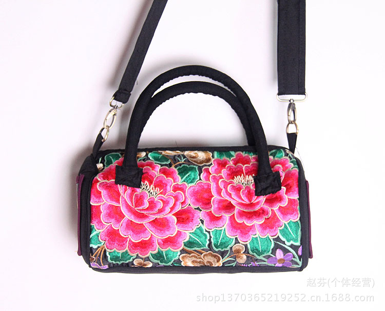 民族繡花手提斜垮兩用包