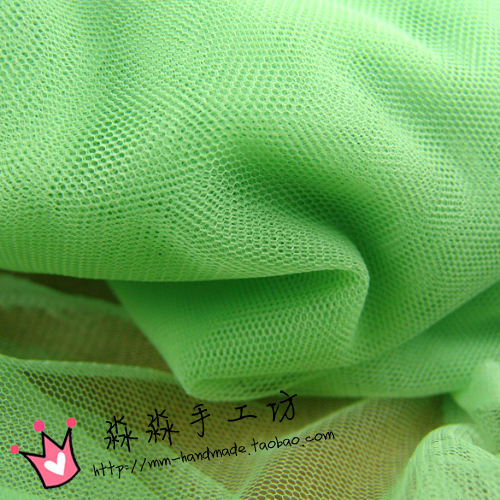 涤纶面料-新款网眼布料 微硬糖果绿色透明网纱