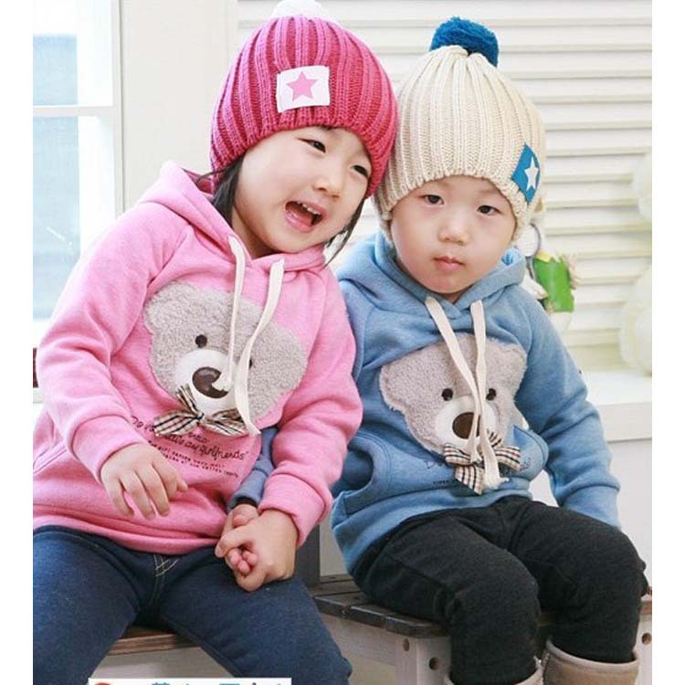 童卫衣-童装批发 韩版小熊连帽长袖卫衣 卡通套