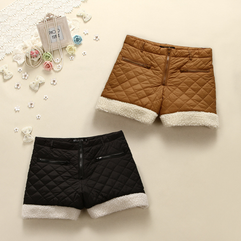 秋冬2013韩版新款 时尚百搭<em>高腰棉短裤</em>加厚保