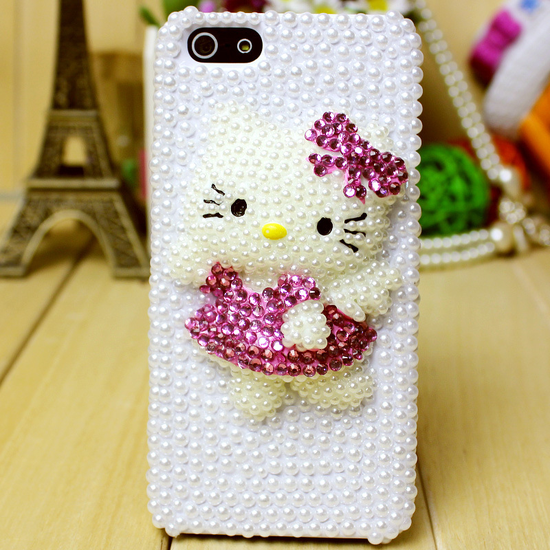 iphone4g/4s5g手機殼 保護殼 貼鉆 滿珍珠 hello kitty 可愛貓貓批發・進口・工廠・代買・代購