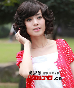 批发采购假发-短卷发斜刘海 (2013新款)时尚发