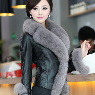 批发采购<em>女式皮衣</em>-2014新款 真皮皮衣 女短款