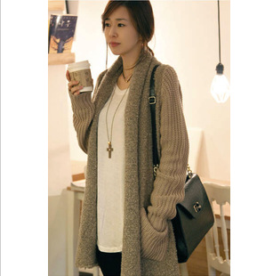 2014女装<em>韩版</em>大码<em>毛衣外套</em>大款长款宽松毛绒