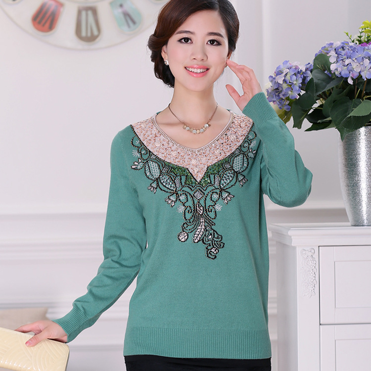 2013秋<em>冬装新款批发</em>女式<em>毛衣</em> 中老年女装 圆领