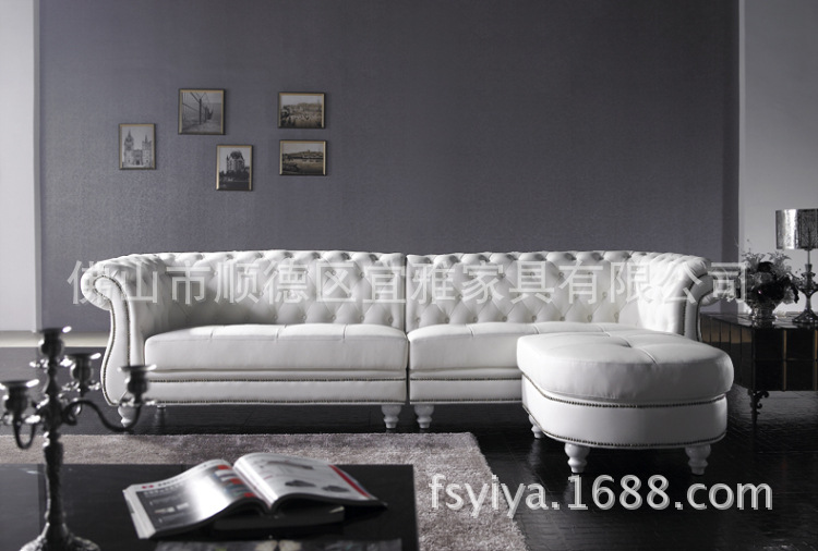 【广东宜雅家具 简约欧式沙发白色 后现代客厅