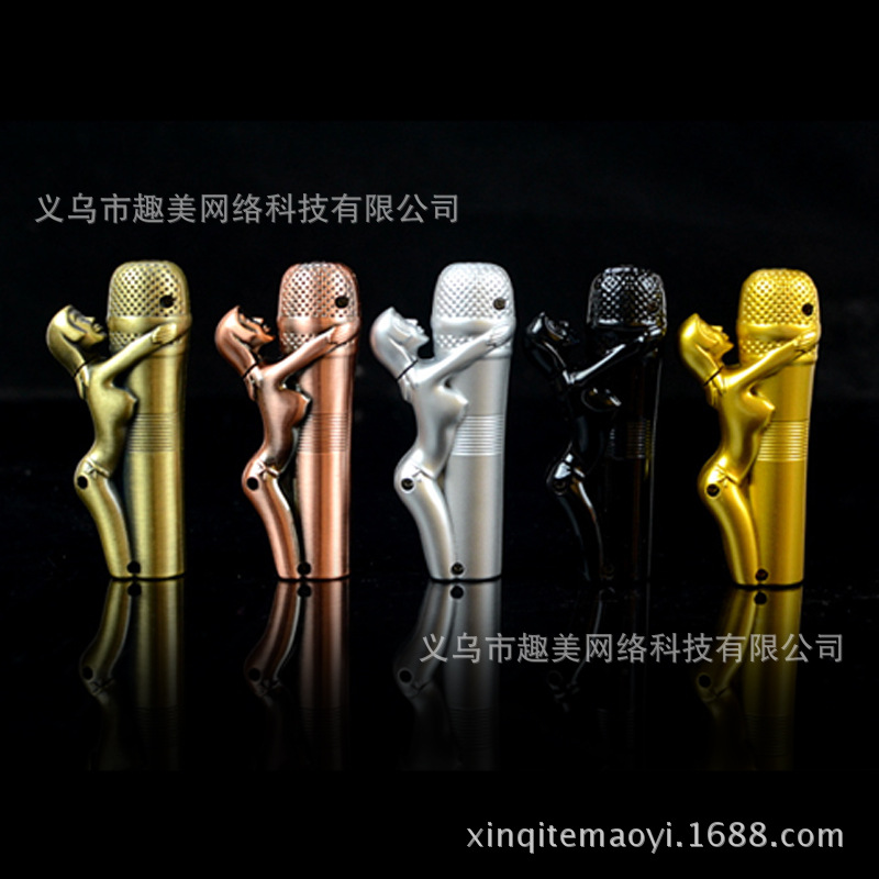 创意搞笑金属<em>女人</em>话筒<em>打火机</em> 恶搞<em>女人</em>抱话筒