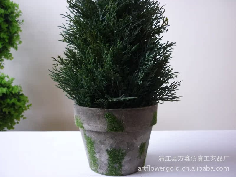 仿真植物盆景 迷你小柏树盆栽 高度30cm 家居办公装饰