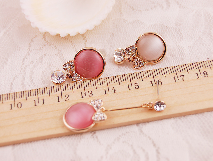 【时尚猫眼石长短款韩版耳坠批发(3色) 韩国复