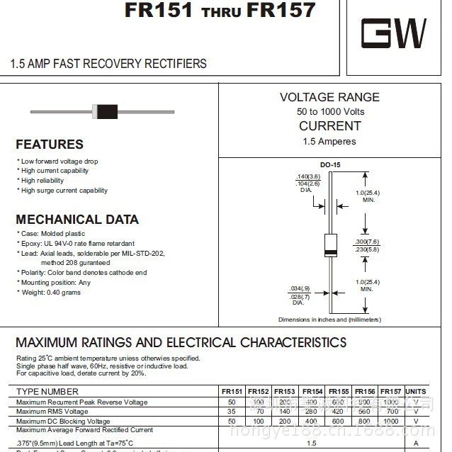 FR151~FR157规格书