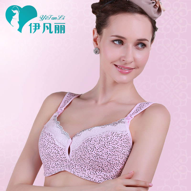 彰红产妇<em>喂奶</em>全纯棉<em>胸罩</em> 带钢圈托前上开扣哺